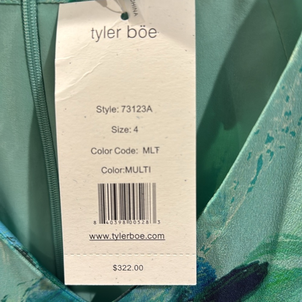 NWT TYLER BOE spring shift dress blue green with pockets - Picture 5 of 10